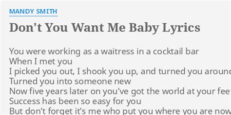 don't you want me baby|don't you want me baby lyrics.